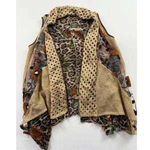 Ania A Mohair Vest Wool Sweater Embroidery Long Asymmetric Cardigan Knit Women M